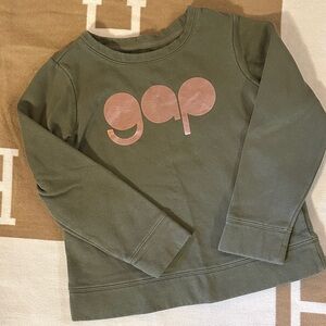 GAP Kids Green Sweatshirt with Pink Logo